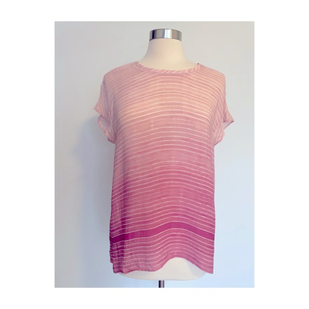 Vince silk pink stripped blouse Sz M